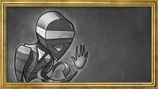 Ninja Mono, Audiosurf's most popular mode, poses for a yearbook photo. Art by Michael Fitzhywel