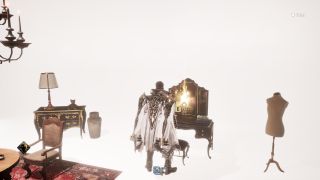 Code Vein 2 best early weapons: A player looking at a makeup table with a glowing item in a white room.