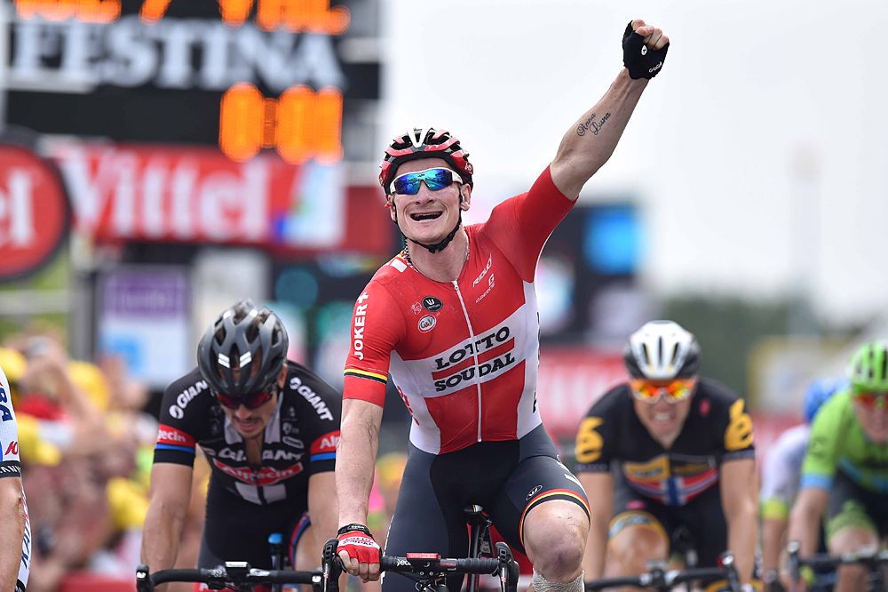 Andr&eacute; Greipel (Lotto Soudal) gets his third stage win of the 2015 Tour de France in Valence