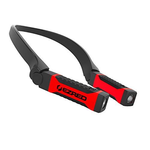 Ezred Bright Nk10 Anywear Neck Light for Hands-Free Lighting, Red and Black, Perfect Light for Mechanics, Camping, Hunting, Diy Projects, Reading