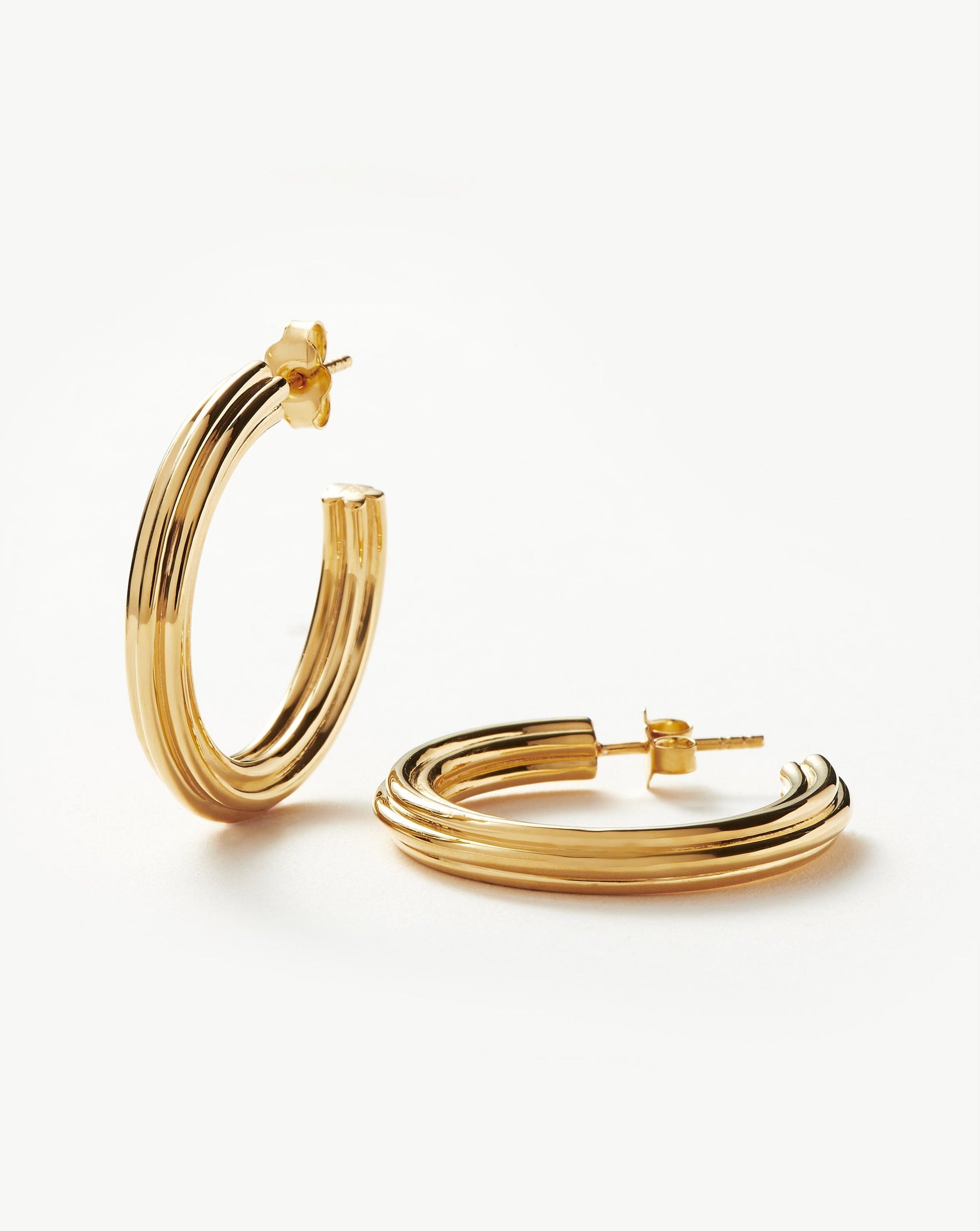 Ridge Medium Hoop Earrings | 18ct Gold Plated - 18ct Gold Plated
