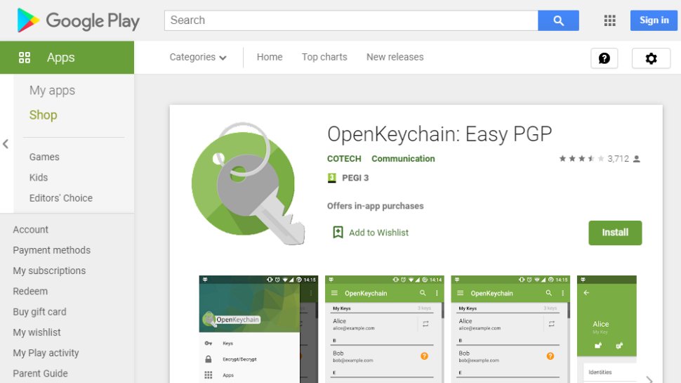 Website screenshot for OpenKeychain