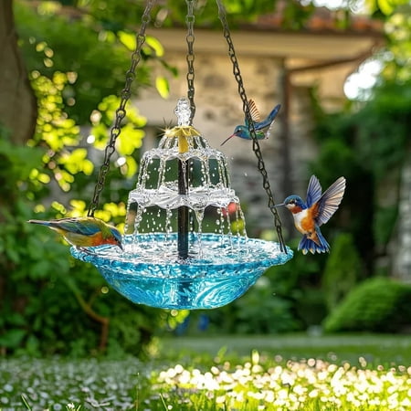 Hanging Solar Bird Bath Fountain &amp;ndash; 2026 Solar Powered Cascading Water Fountain, Large Outdoor Fountain for Hummingbirds, Garden, Patio &amp;amp; Backyard Decor