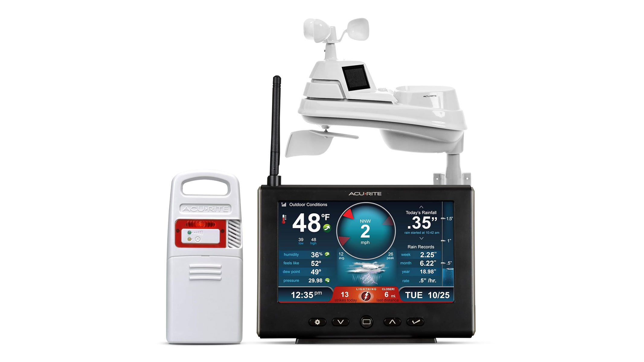 The AcuRite Iris weather station with home display unit and sensor on a white background.