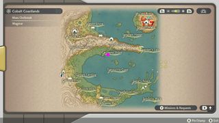 Location of Wanda in the Cobalt Coastlands in Pokemon Legends: Arceus