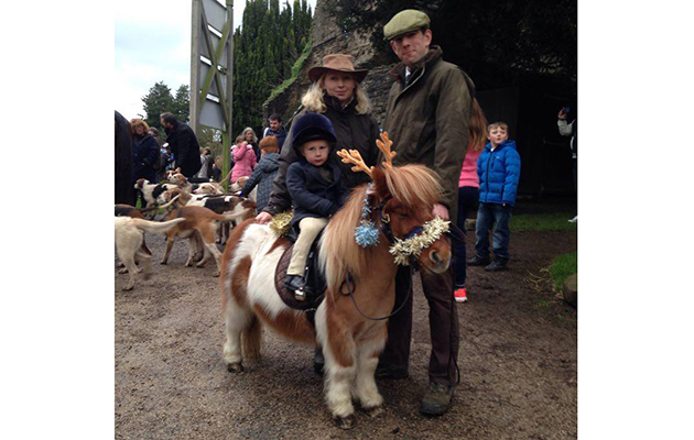 A young huntsman of the future? From a hunting family, two-year-old William Staniland and Trevor enjoy every moment of their first Boxing Day meet with the Ludlow
