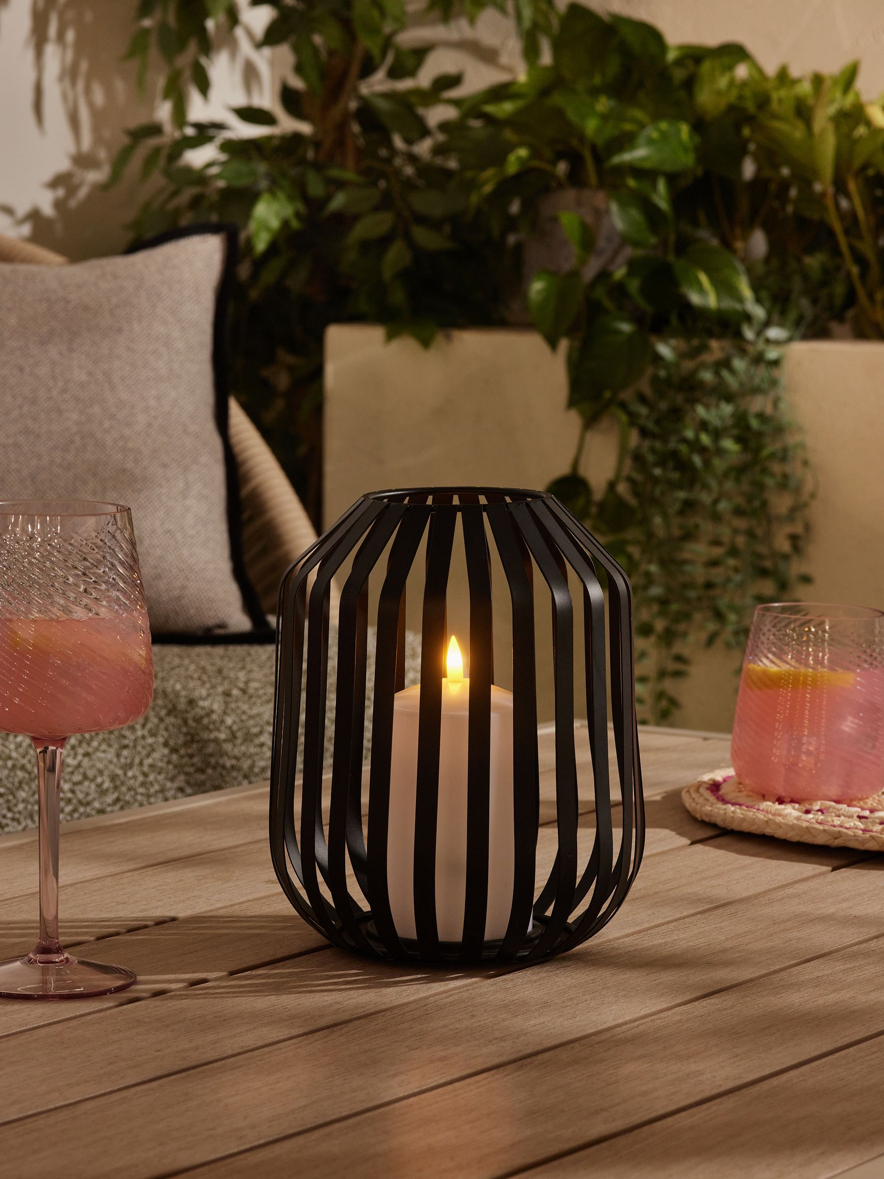 Black Outdoor Battery Operated Lantern