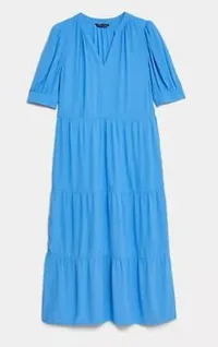 V-Neck Midi Relaxed Tiered Dress | £39.50 ($50.99)| M&amp;S&nbsp;