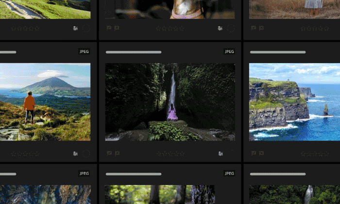 A GIF of the process of turning a photo into a video using Adobe Lightroom desktop