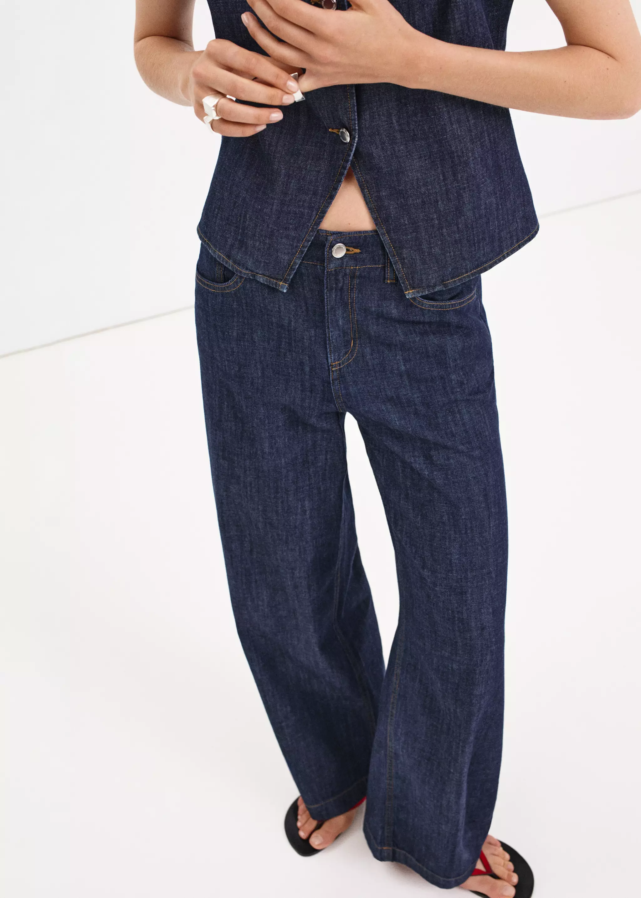 Wide Leg Rinse-Wash Jeans - Women | Mango Usa