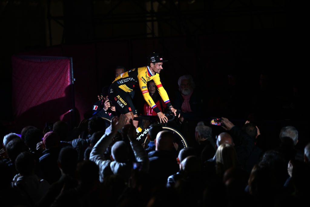 Primoz Roglic at the Giro d'italia team presentation