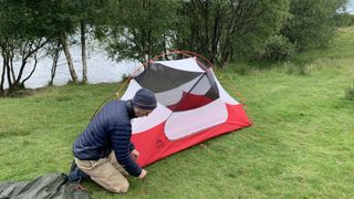 Pitching the MSR Hubba Hubba NX 2 one-person tent