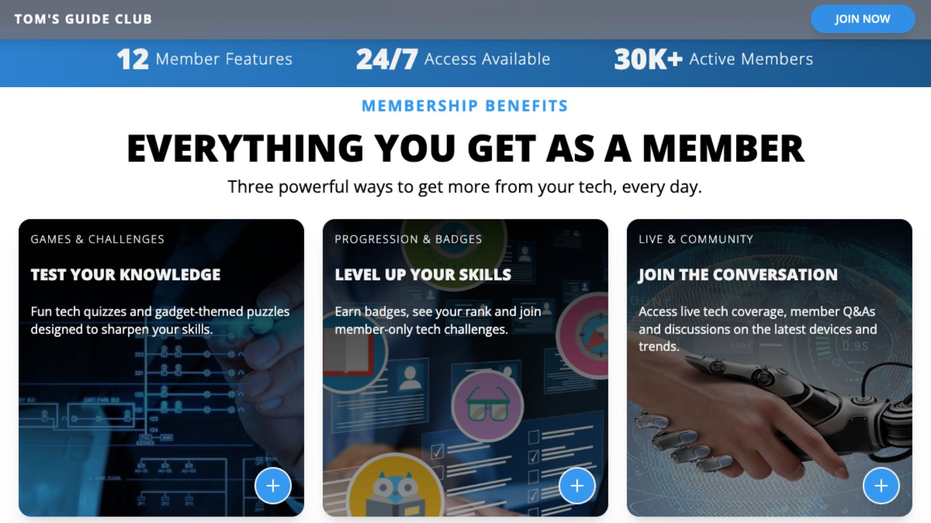 A screenshot from the Tom's Guide website reading 'Everything you get as a member'