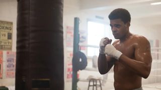 Deric Augustine as Muhammad Ali at a boxing ring in Godfather of Harlem