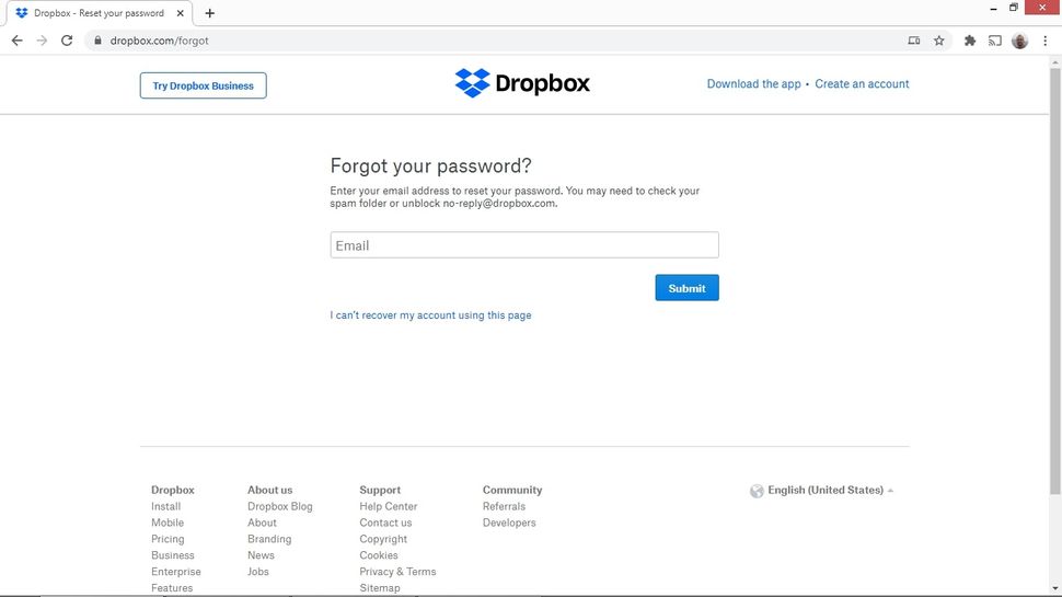 How to change or reset your Dropbox password or reset