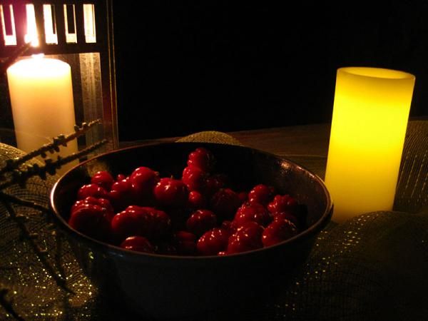 A bowl of local suriname cherries at the foraging dinner