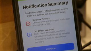 iOS Notification Summary screen pop-up on an iPhone 14 Pro