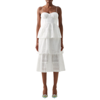 Self-Portrait Tiered Broderie-Anglaise Cotton Midi Dress, £360 | Matchesfashion