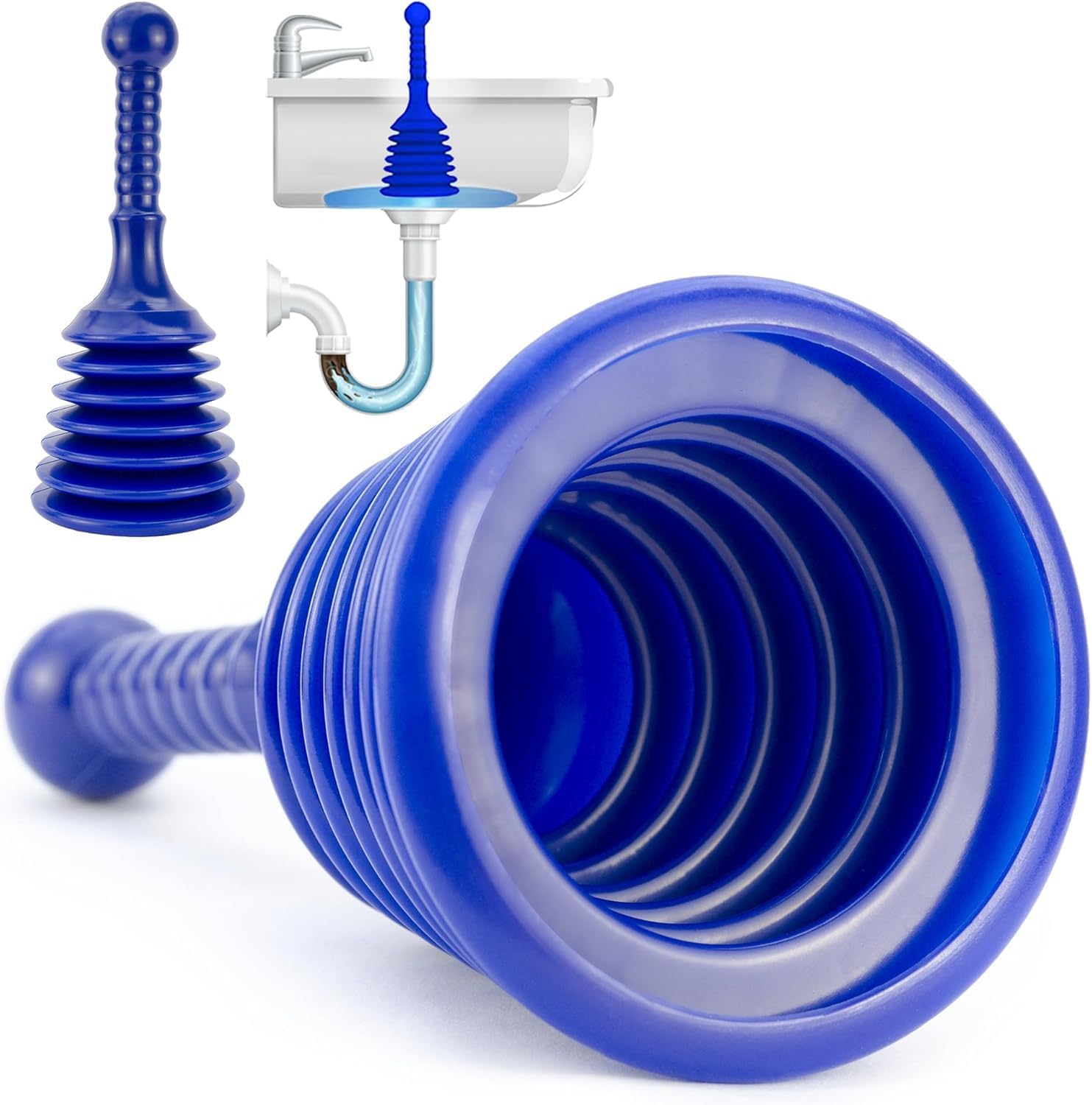 Luigi&#039;s Sink Plunger Kitchen - Sink Plunger Bathroom - Drain Bathtub or Shower - Small and Powerful Clog Remover - Commercial Style &amp;quot;plumbers Plungers&amp;quot; With Large Bellows