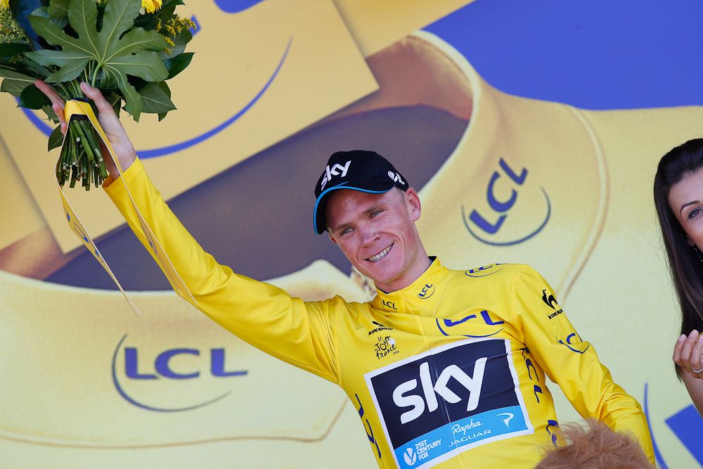 Chris Froome in yellow after stage 10.