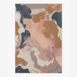 pink and blue swirl pattered rug