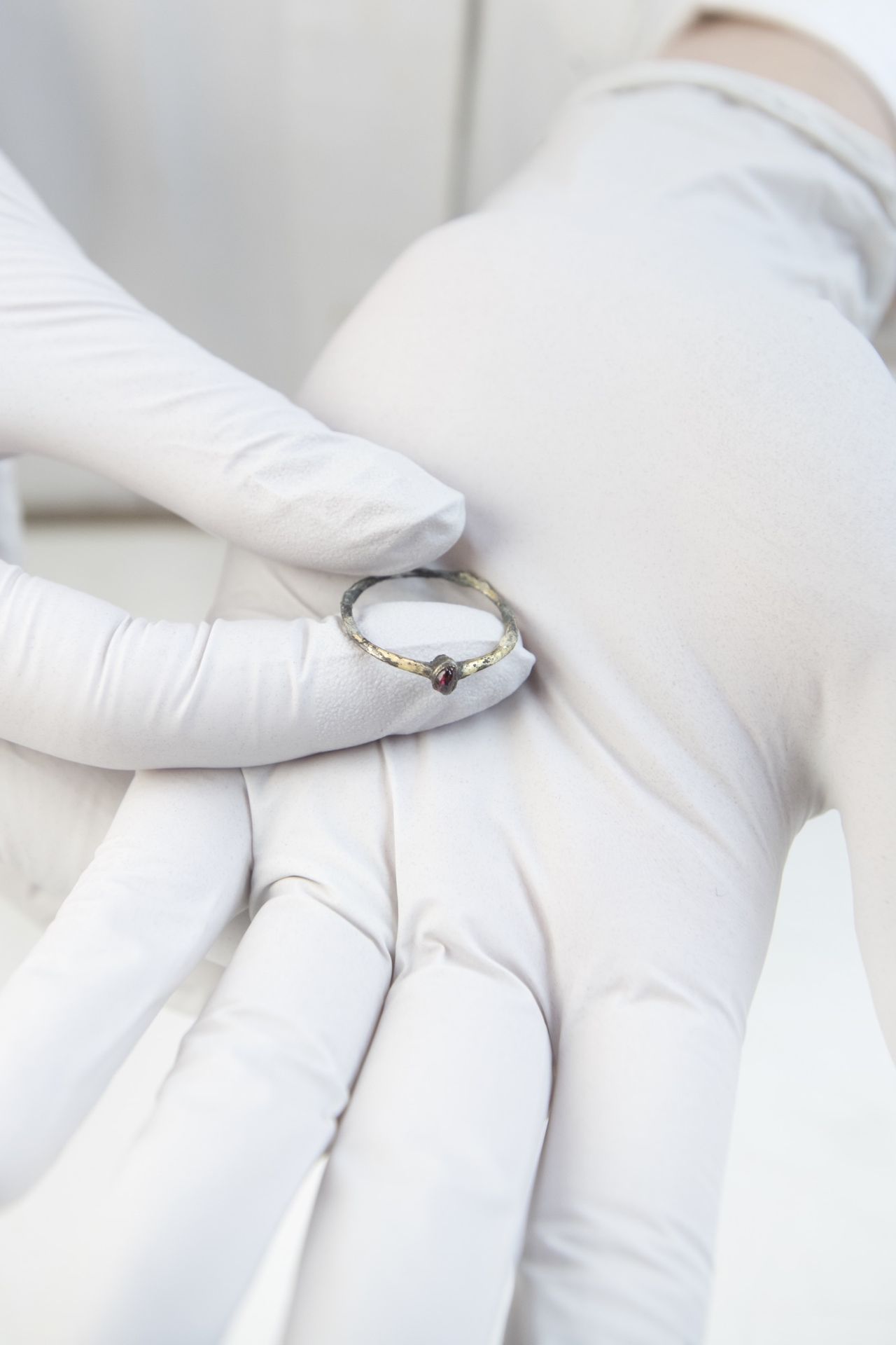 A close-up view of the gold-plated ring.