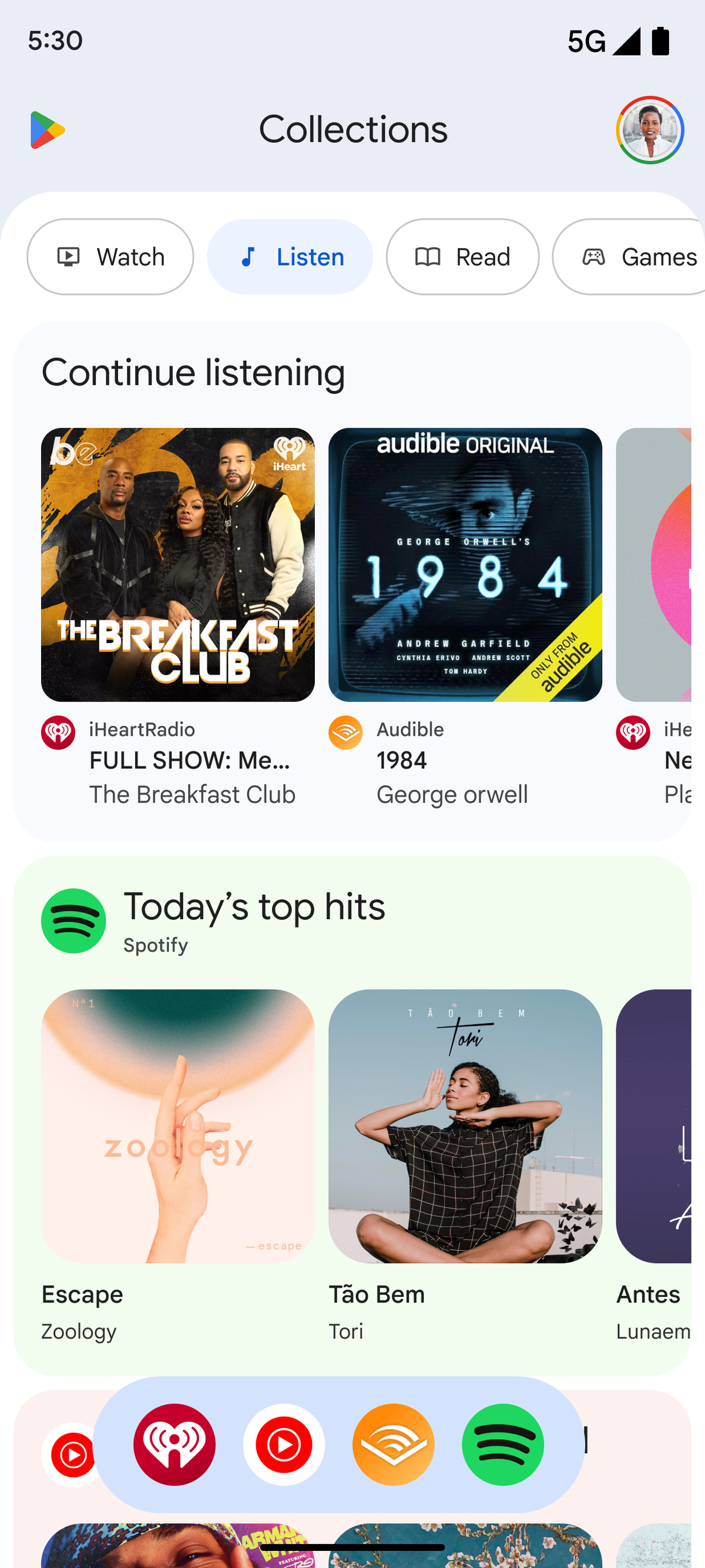 A preview of the Google Play Collections feature that launched on Wednesday.