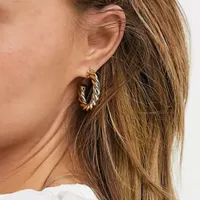 ASOS DESIGN 14k Gold Plated Twist Hoop Earrings, £10 | ASOS