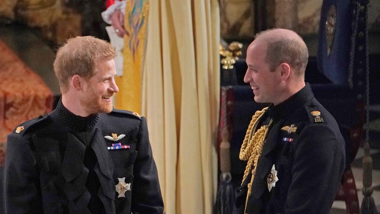 Prince William alongside Prince Harry at his wedding to Meghan Markle in 2018