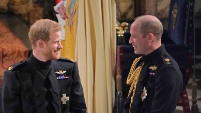 Prince William alongside Prince Harry at his wedding to Meghan Markle in 2018