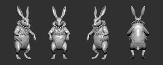 Video game character art tips; a 3D model of a rabbit inspired by Alice in Wonderland