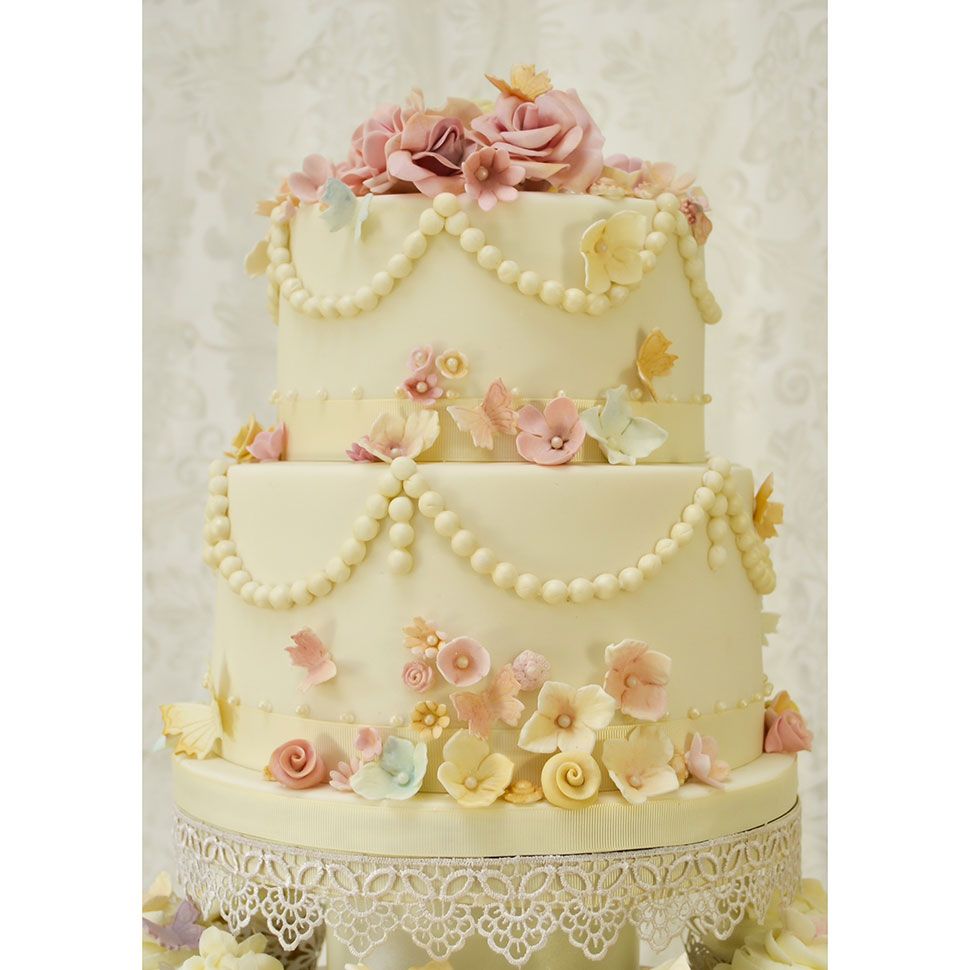 Rosalind Miller vintage beads and butterflies cake