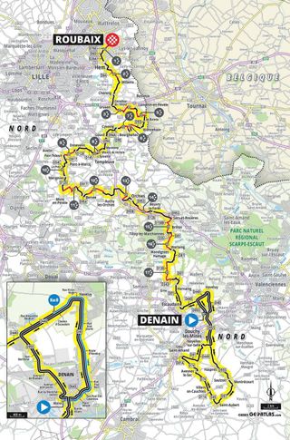 2023 route map for Paris-Roubaix Femmes avec Zwift