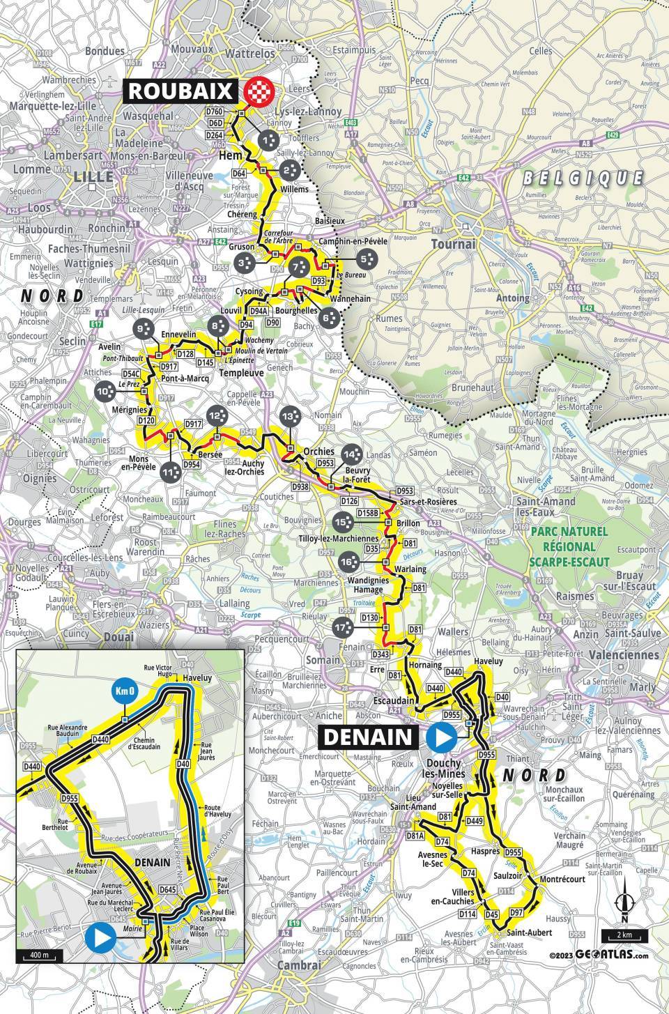 خريطة الطريق لعام 2023 لـ Paris-Roubaix Femmes avec Zwift