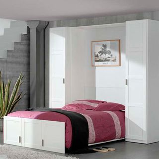 wall bed with pink bedding