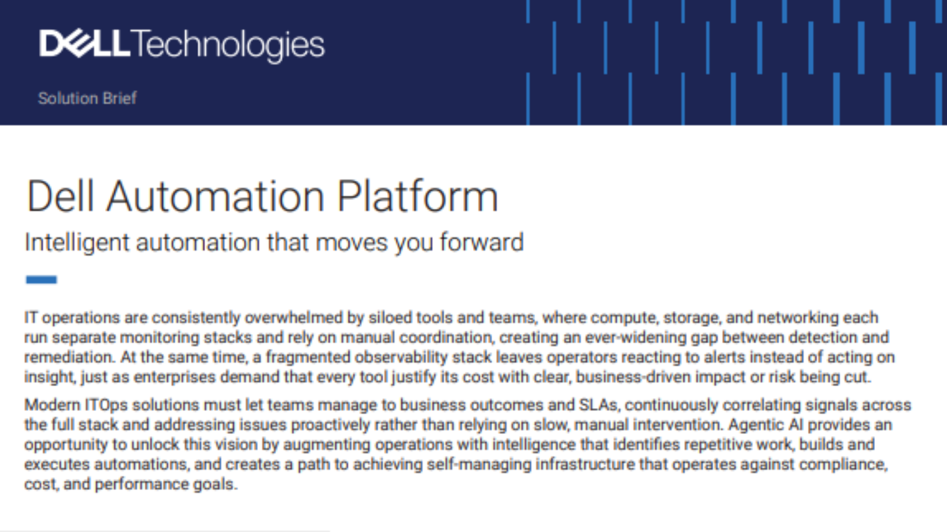Dell Automation Platform: Intelligent Automation that moves you forward