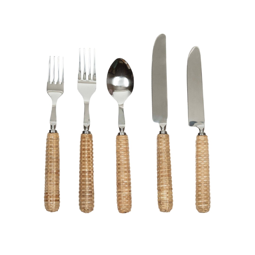 Rattan Cutlery Set - 5 x Piece set.