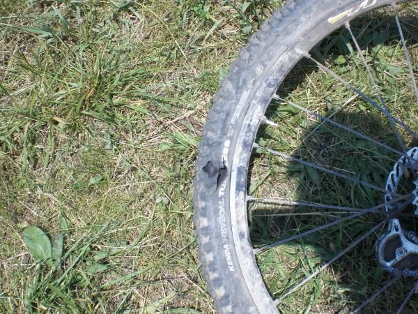 A tubeless tire blew after sitting in the sun for five minutes, it was so hot.