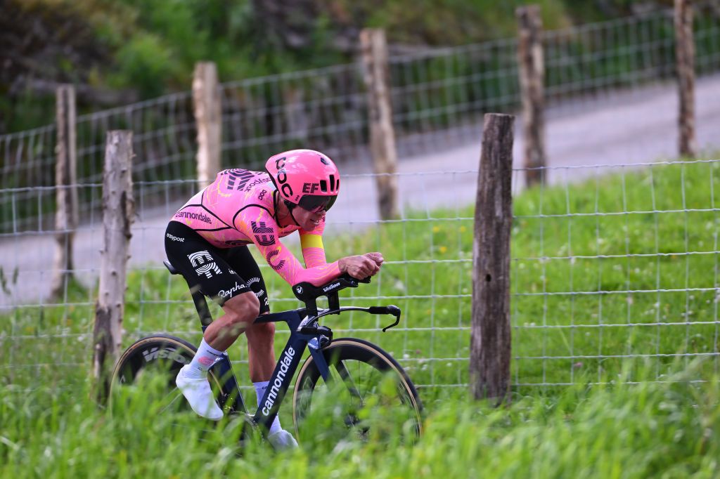 IRUN SPAIN APRIL 01 Rigoberto Uran of Colombia and Team EF Education EasyPost sprints during the 63rd Itzulia Basque Country 2024 Stage 1 a 10km individual time trial stage from Irun to Irun UCIWWT on April 01 2024 in Irun Spain Photo by Tim de WaeleGetty Images