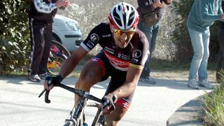 Fabian Cancellara breaks away alone in the 2012 Strade Bianche