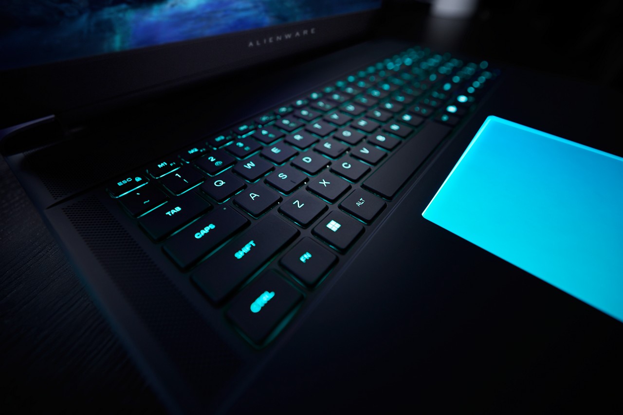 Area-51 laptop trackpad and keyboard