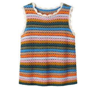 Wyse London Chloe Crochet Stripe Tank
