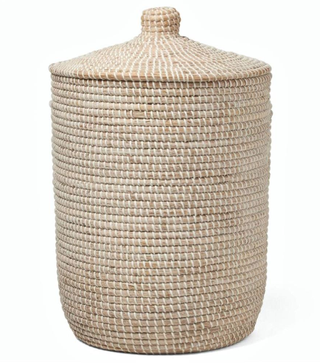 seagrass woven basket with lid