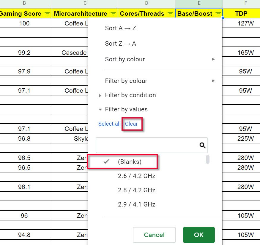 How to Delete Blank Cells in Excel / Google Sheets | Tom's Hardware