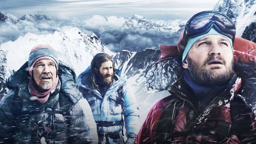 Josh Brolin as Beck Weathers, Jake Gyllenhaal as Scott Fischer, and Jason Clarke as Rob Hall in &quot;Everest&quot; movie (2015)