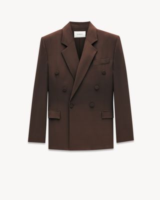 Women's Jacket in Silk Crepe in Marron