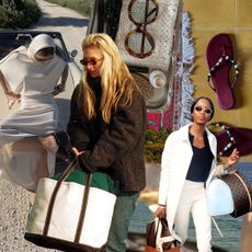a collage of influencer and celebrity imagery featuring fashion people traveling