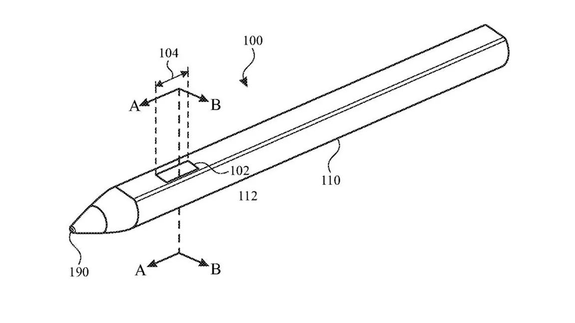 A patent for an Apple stylus showing potential motion sensing.