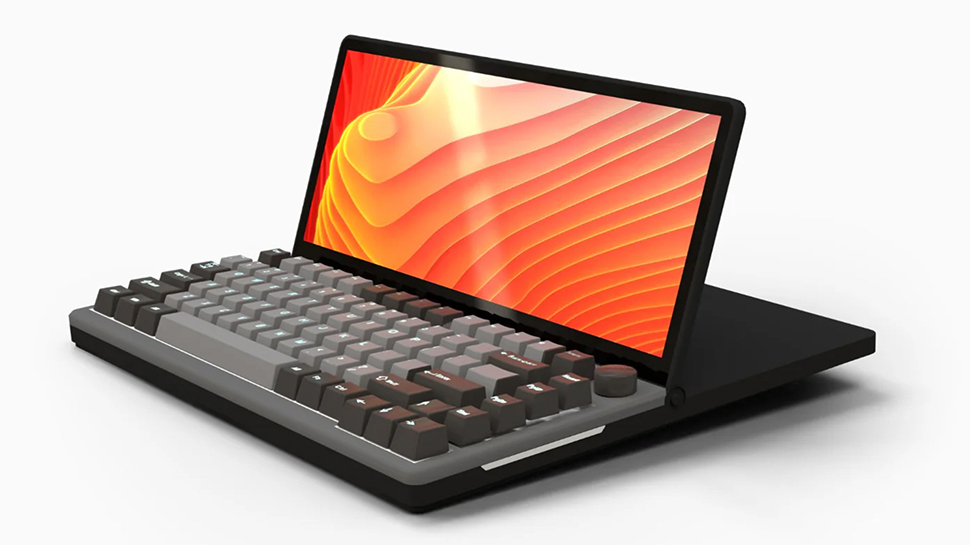 Este teclado cuenta con una pantalla táctil de 13 pulgadas, cuatro puertos USB, un altavoz y un compartimento para SSD.