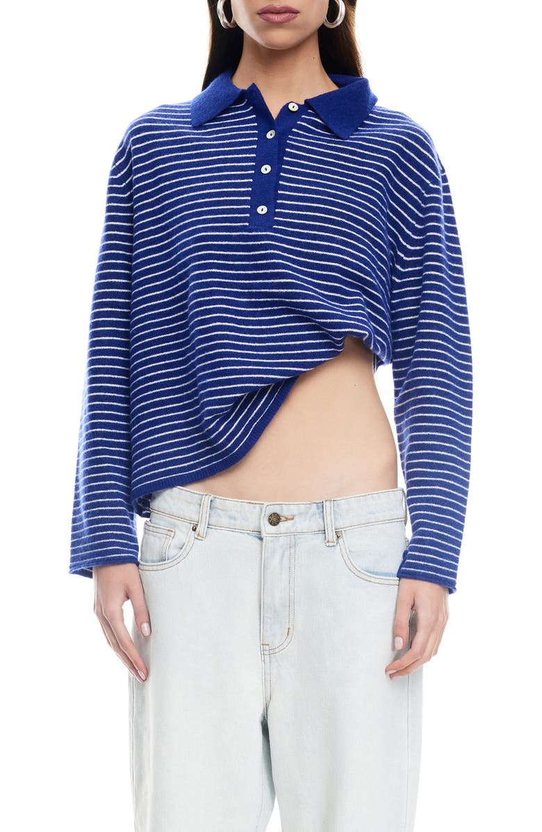 Stripe Long Sleeve Polo Sweater